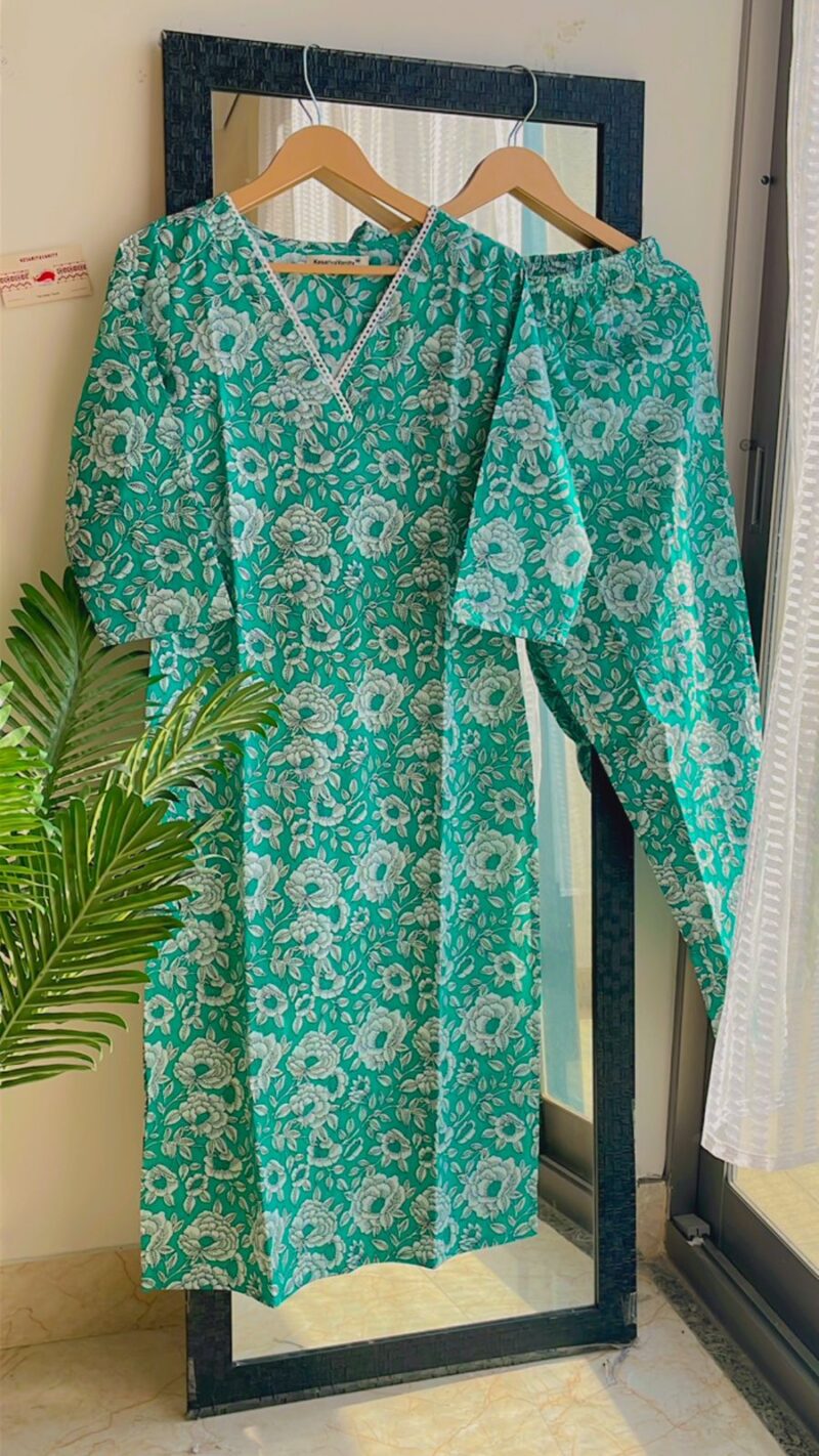 Teal Bluebells Lace Suit Set - Sukoon 3.0 (Slim Fit) - Image 2