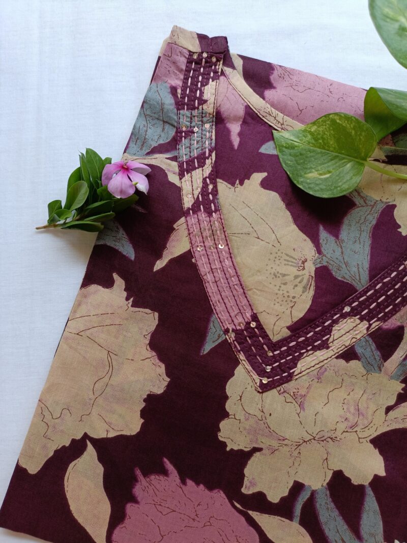 "Navya" Sanganeri hand block printed cotton Kurta - Image 2