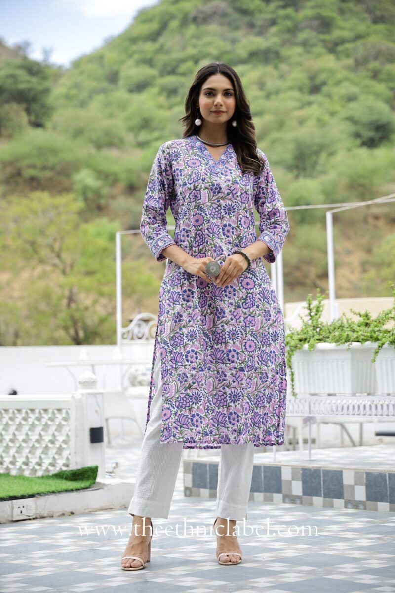 "Maahru" Hand Block Printed Cotton Kurta - Image 2
