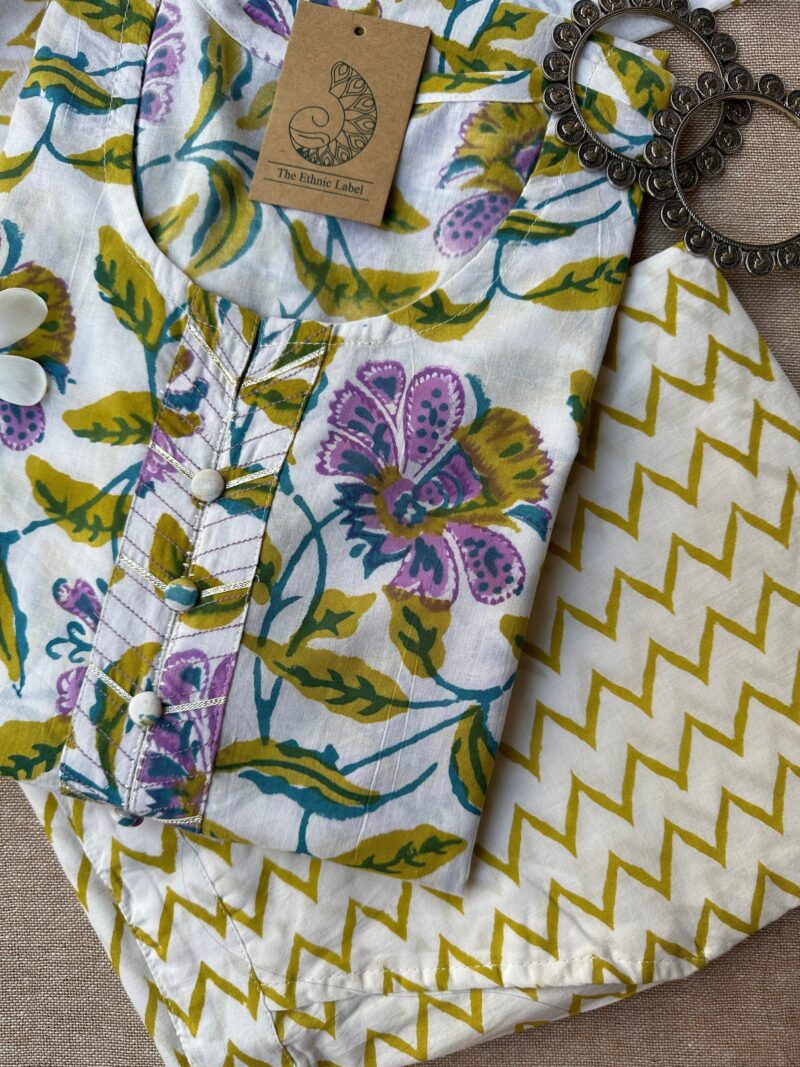"Shabana" Hand Block Printed Kurta Set(3pc) - Image 2
