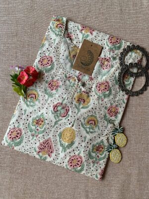"Marigold" laced Cotton Kurta