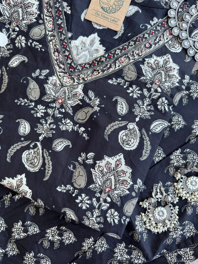 Kurta Set "Nootan" black Cotton (3pc) - Image 2